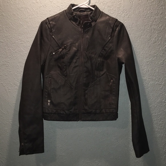 PacSun dark gray pleather jacket NEVER WORN - Picture 1 of 2